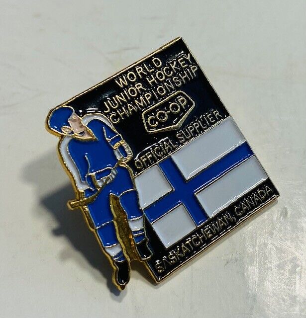 Odznak 1991 CO-OP World Junior Hockey Championship SASKATOON lapel pin FINLAND